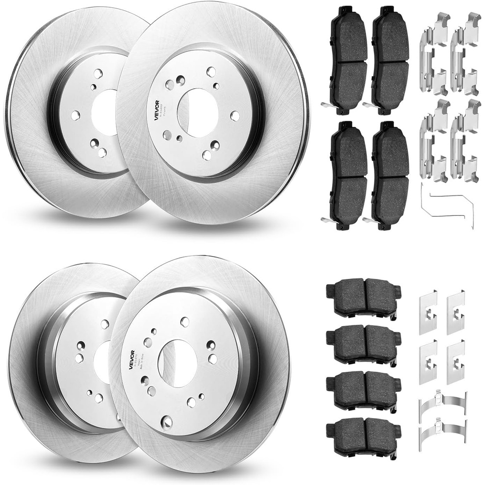 image:imageVEVOR Front and Rear Brake Kit Compatible with 20072013 Acura MDX 20102013 Acura ZDX 20092014 Honda Pilot Drilled and Slotted Brake Rotors Ceramic Brake Pads Replacement Kit 13 in FrontS31455  S31372