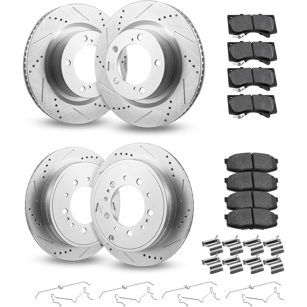 image:imageVEVOR Front and Rear Brake Kit Compatible with 20072013 Acura MDX 20102013 Acura ZDX 20092014 Honda Pilot Drilled and Slotted Brake Rotors Ceramic Brake Pads Replacement Kit 13 in FrontS31482  S31483
