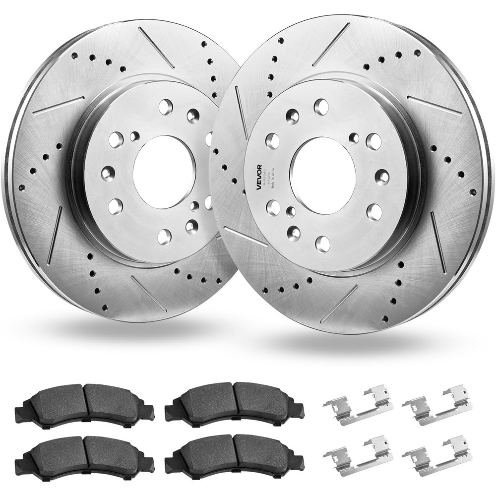 image:imageVEVOR Front and Rear Brake Kit Compatible with 20072013 Acura MDX 20102013 Acura ZDX 20092014 Honda Pilot Drilled and Slotted Brake Rotors Ceramic Brake Pads Replacement Kit 13 in FrontS55097