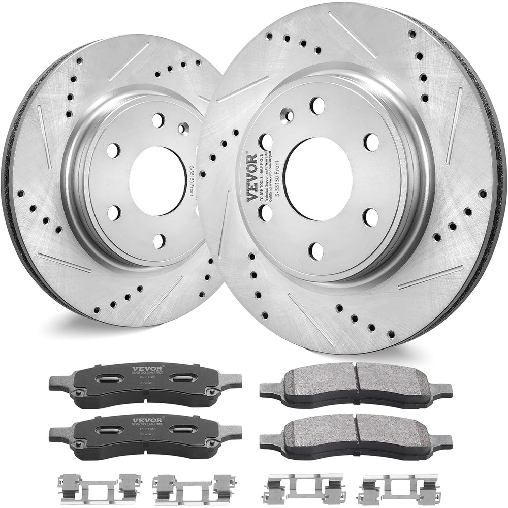 image:imageVEVOR Front and Rear Brake Kit Compatible with 20072013 Acura MDX 20102013 Acura ZDX 20092014 Honda Pilot Drilled and Slotted Brake Rotors Ceramic Brake Pads Replacement Kit 13 in FrontS55150