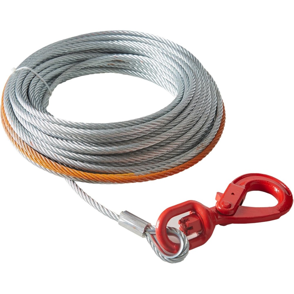 image:imageVEVOR Galvanized Steel Winch Cable 38 Inch x 50 Feet 15200 lbs Breaking Strength Wire Winch Rope with Swivel Hook Towing Cable Heavy Duty Universal Fit for SUV Large OffRoad Vehicle Truck50 ft