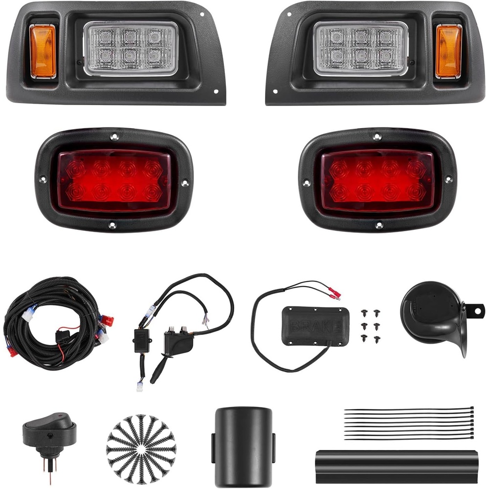 image:imageVEVOR Golf Cart Light Kit 12 Volt Street Legal LED Headlight and Taillight Kit with Wiring Harness Turn Signals Hazard Light Switch Horn Brake Pad Zip Ties ABS Housing for Club Car DS 1993UpGolf Cart Light Kit1