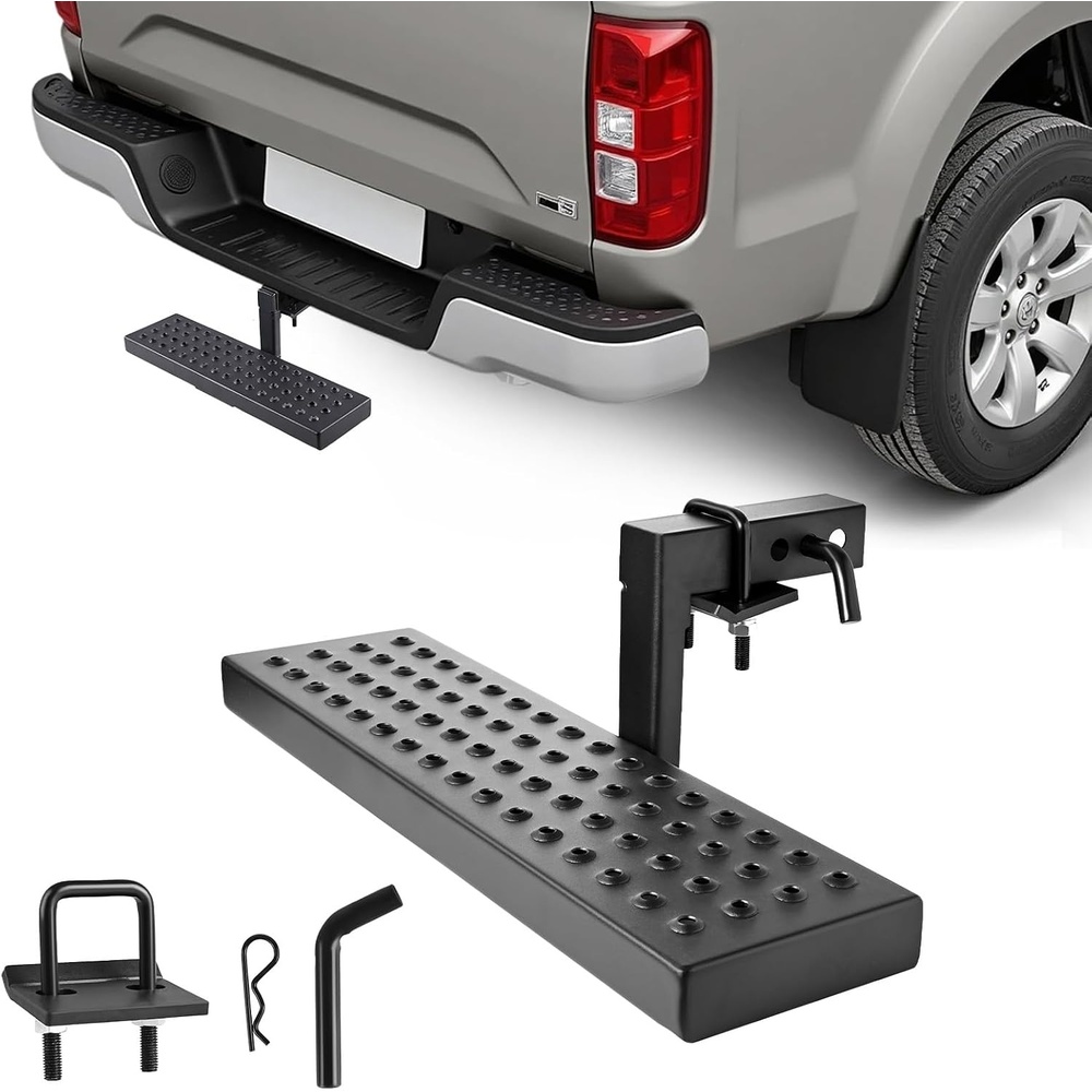 image:imageVEVOR Hitch Step for 2 Inch Receiver Strong Steel Construction with 350 LBS Load Capacity Rear Bumper Guard Protector with Pin Lock and Stabilizer Universal Fit for Truck SUV Pickup TrailerLongtype