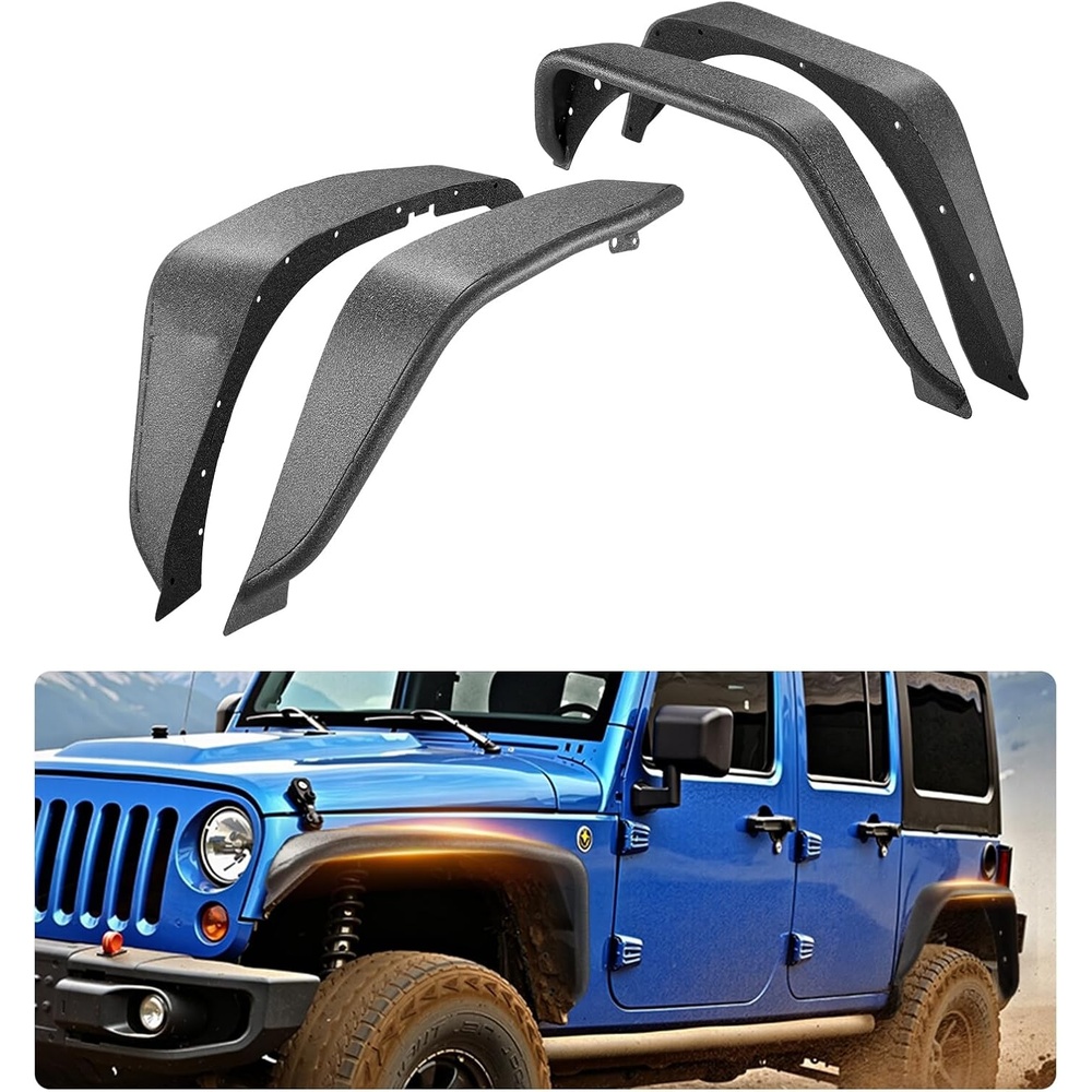 image:imageVEVOR Inner Fender Liner Front amp Rear Fender Liner Compatible with 20072018 Jeeps JKJKU 24 Doors Steel Mud Guards Bolton Style Fenders Flare Wheel Well Cover Fenders Flare Liners BlackFront and Rear B