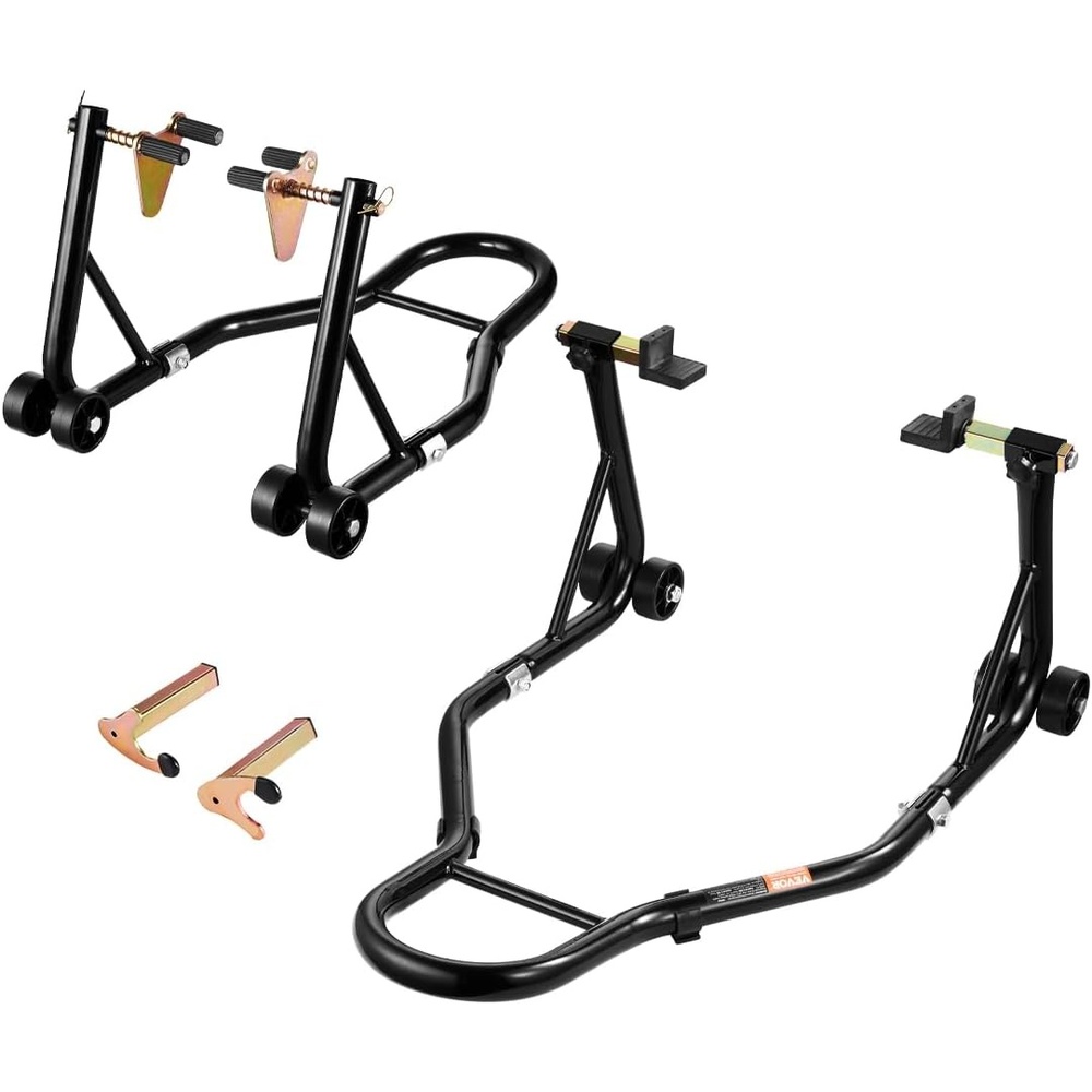 image:imageVEVOR Motorcycle Stand Lift 1100lbs Capacity Front Rear Combo Stand Lift Front Wheel DualFork Stands Rear UL Fork Swingarm Spool Stands for Most Yamaha Honda Kawasaki Suzuki Motorcycles Black