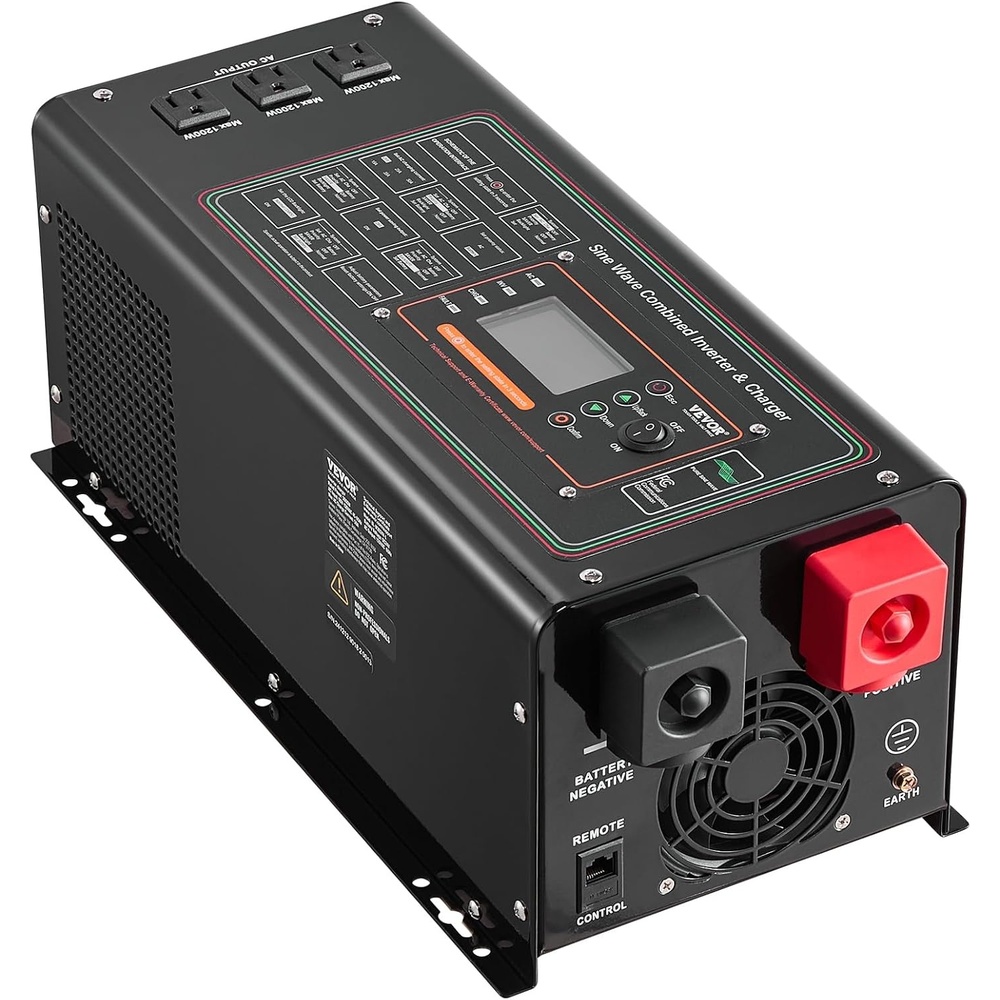 image:imageVEVOR Pure Sine Wave Inverter Charger 3000 Watt DC 24V to AC 120V Power Inverter with LCD Display Remote Control Solar Inverter for OffGrid Solar RV Boat Home Compatible with Various Batteries24V 3000W