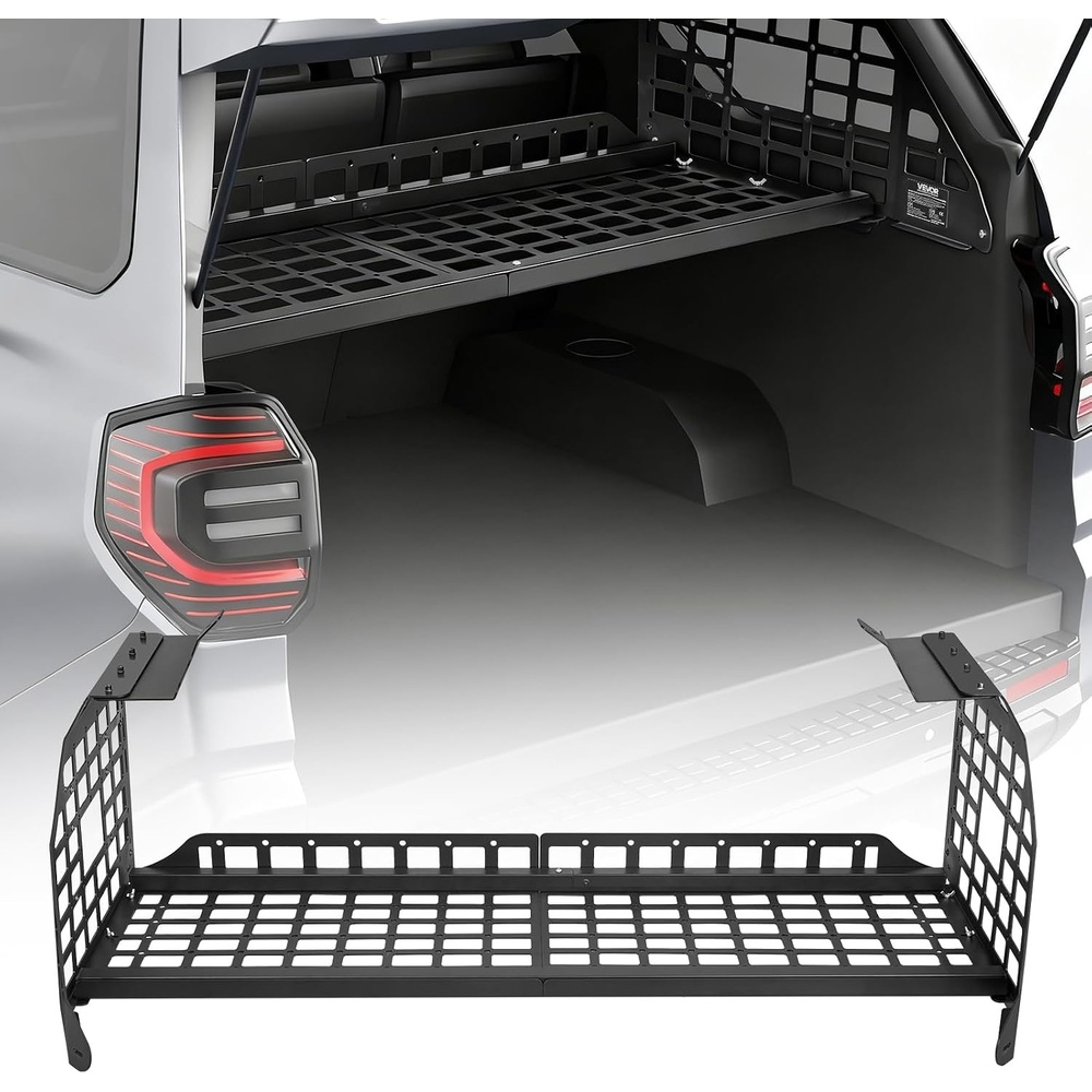 image:imageVEVOR Rear Trunk Cargo Rack for 20102024 Toyota 4Runner 220 lbs Capacity Aluminum Alloy Basket Tray Interior Storage Luggage Carrier Adjustable Height Shelf Stand Organizer for Camping Trip Gear