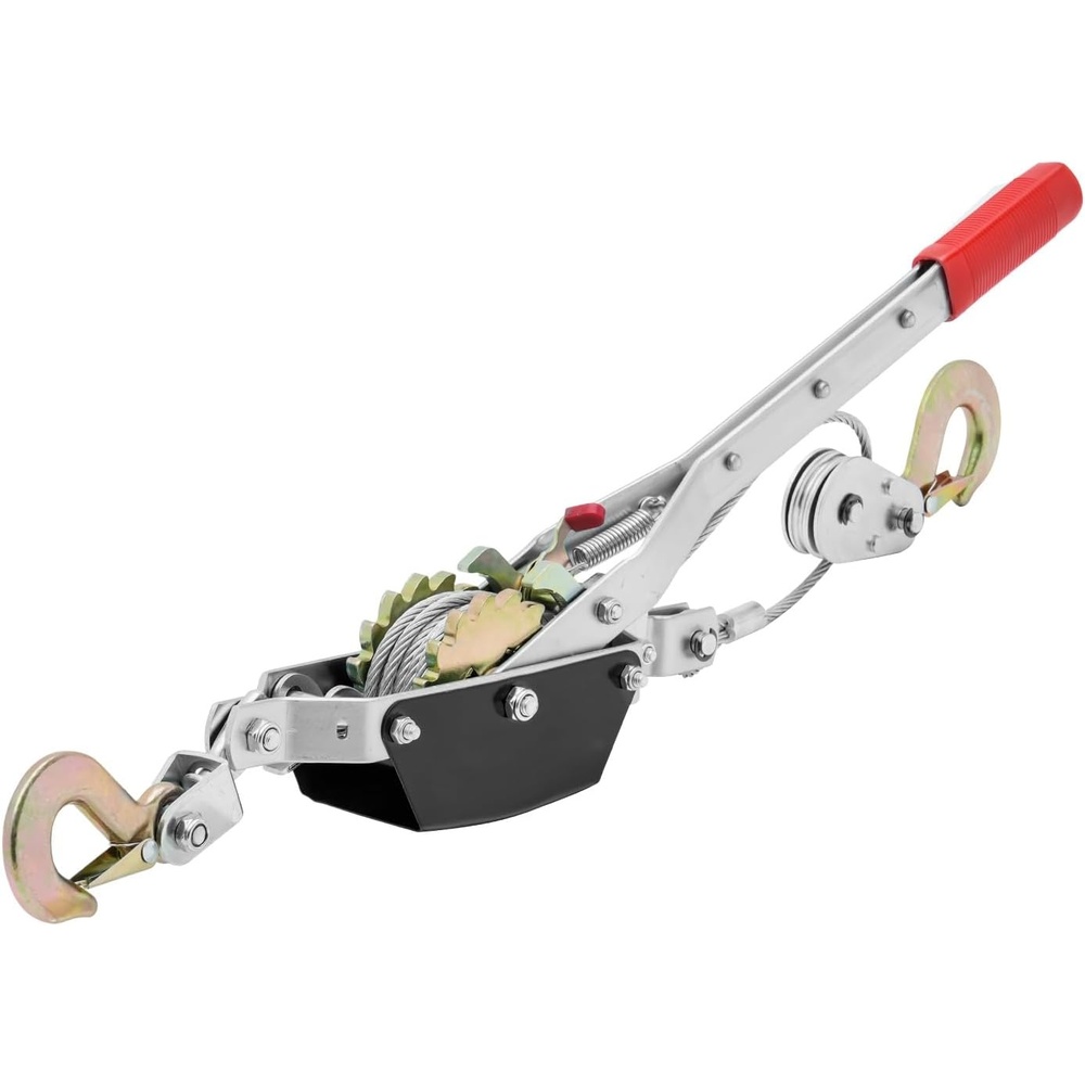 image:imageVEVOR Rope Puller 34 Ton 1653 lbs Pulling Capacity with 100 of 06 dia Rope 2 Hook Come Along Winch Heavy Duty Ratchet Power Puller Tool for Moving Boats Securing Items Transporting Logs2 Ton