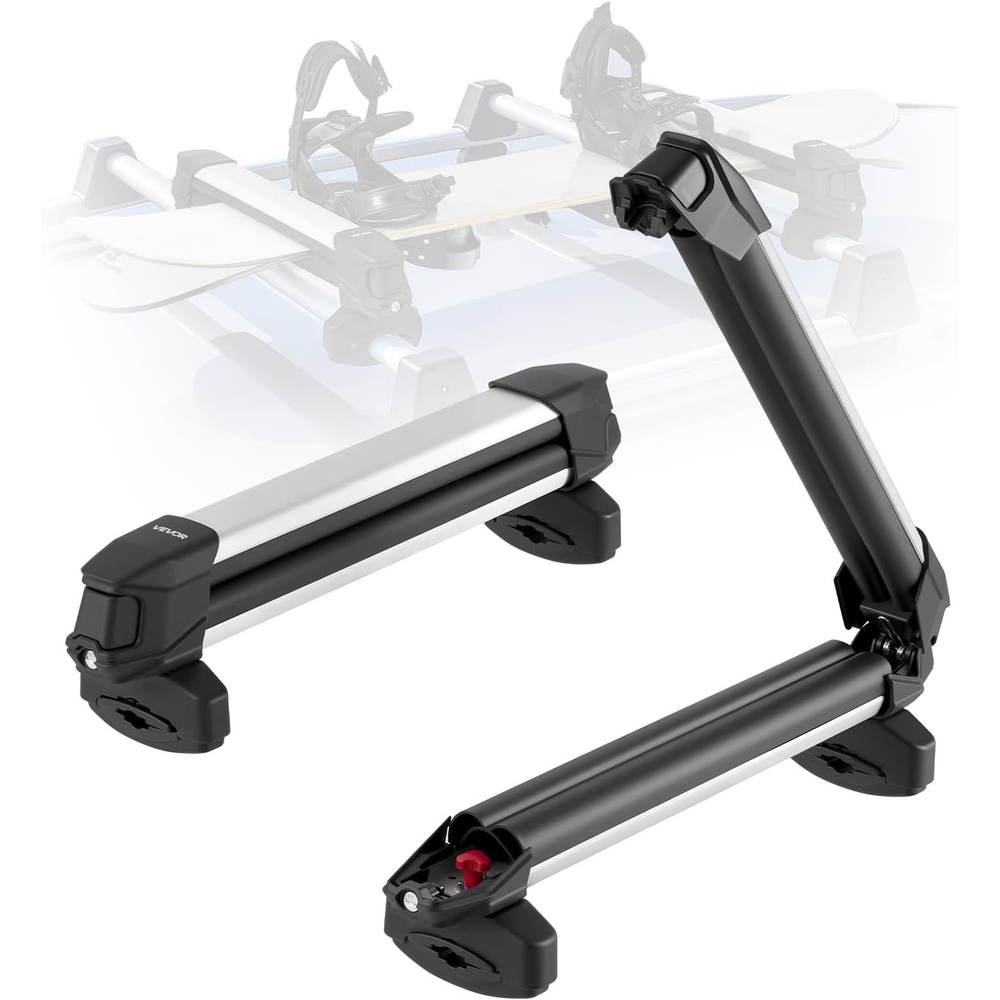 image:imageVEVOR Ski amp Snowboard Roof Rack Carry up to 6 Pairs of Skis or 4 Snowboards 2 PCS Aluminum Universal Car Roof Rack with Lock amp Rubber Padding Carrier for Fishing Rod Fit Most Slotted CrossbarsRoof Rack Full