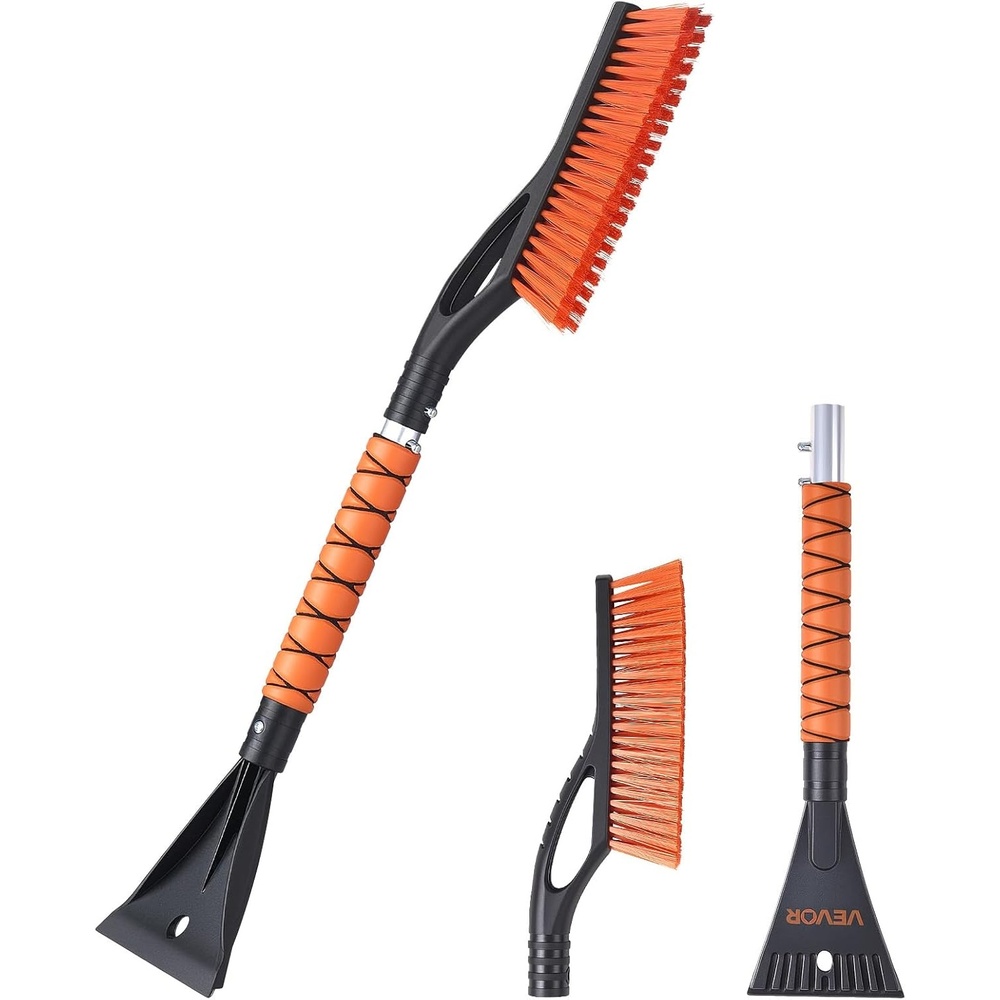 image:imageVEVOR Snow Brush and Ice Scrapers for Car Windshield 27inch Aluminum Snow Scraper Removal Tool with Foam Grip amp ScratchFree Bristles Detachable and EasytoCarry for Cars Trucks SUVs RVs2in1