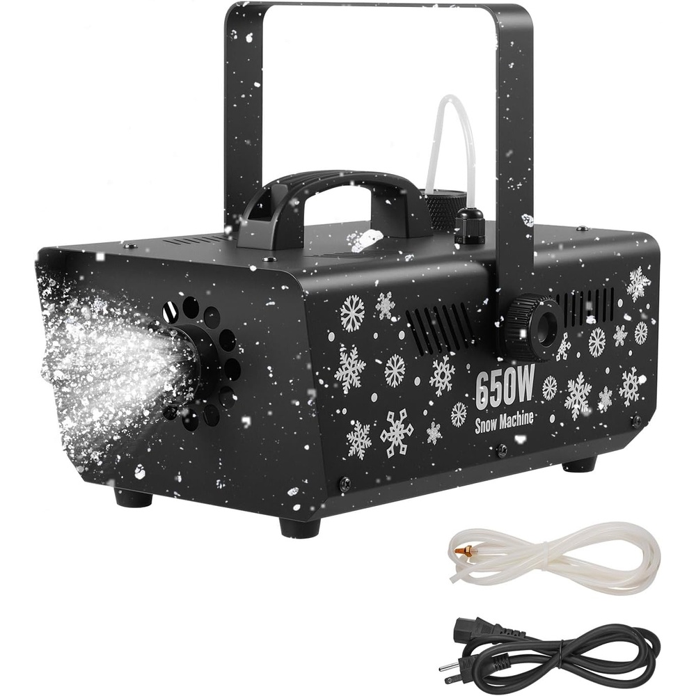 image:imageVEVOR Snow Machine 800W Snow Making Machine with 9 LED RGB Lights and Remote Control High Output Snowflake Maker Stage Snow Effect for Christmas Halloween Wedding DJ Parties and Valentines DayBlack  650wupgrade