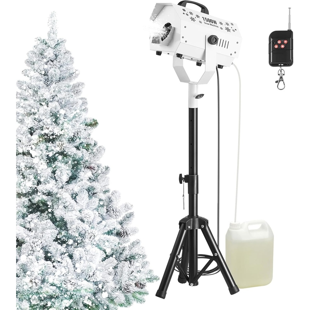 image:imageVEVOR Snow Machine 800W Snow Making Machine with 9 LED RGB Lights and Remote Control High Output Snowflake Maker Stage Snow Effect for Christmas Halloween Wedding DJ Parties and Valentines DayWhite  1500w