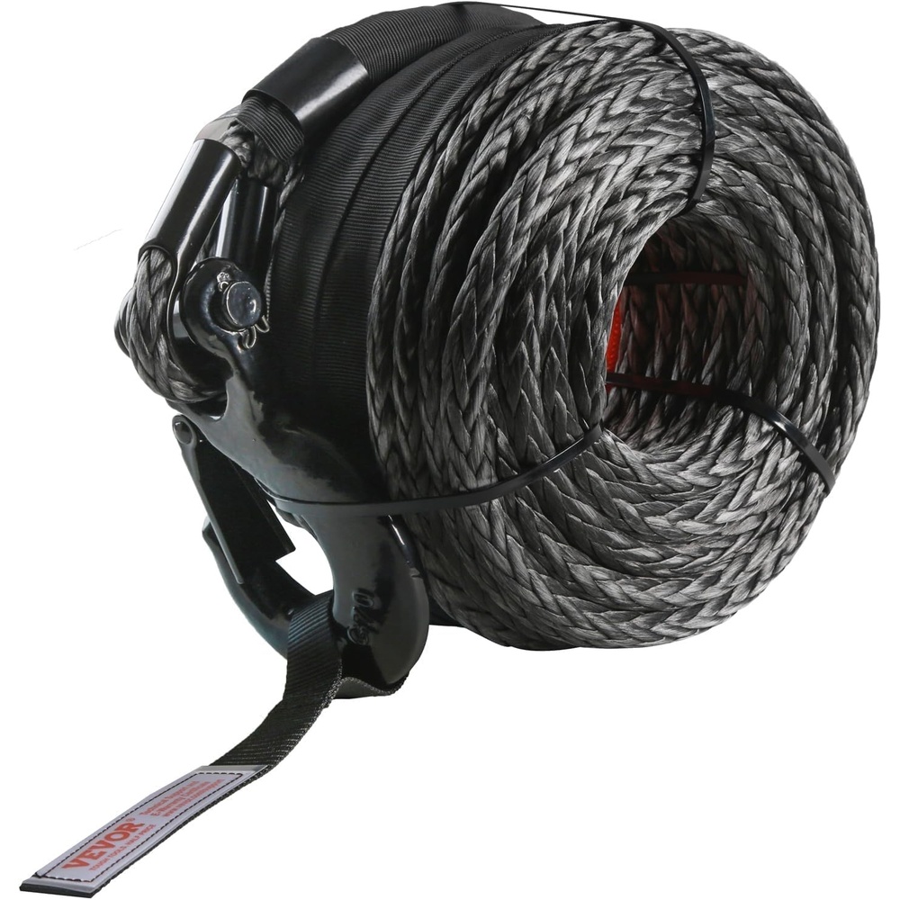 image:imageVEVOR Synthetic Winch Rope 12 Inch x 92 Feet 32000 lbs Synthetic Winch Line Cable Rope with Protective Sleeve  Forged Winch Hook  Pull Strap Universal Fit for SUV Large OffRoad Vehicle Truck38  100 FT