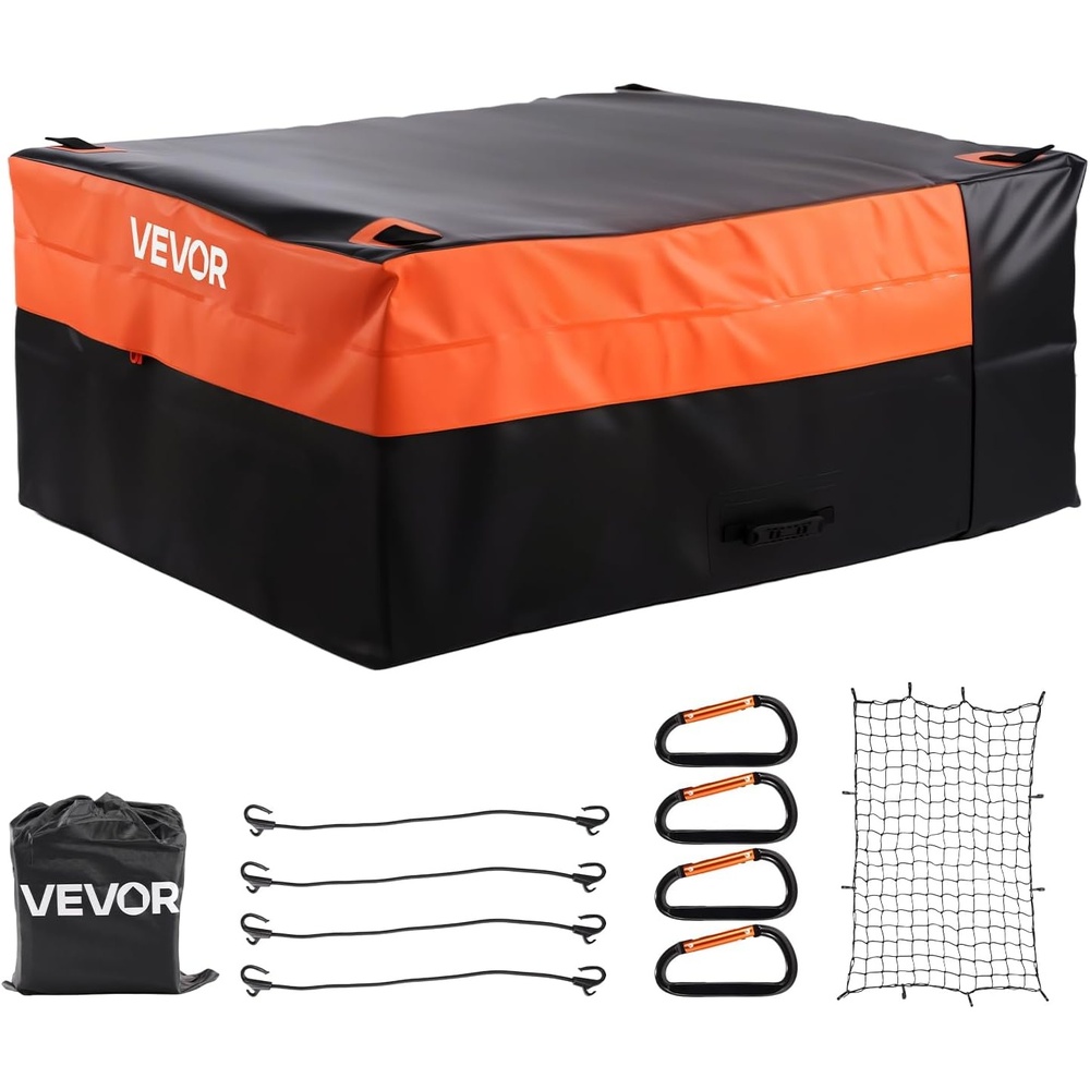image:imageVEVOR Truck Bed Cargo Bag Waterproof 840D PVC 5118 x 4016 x 2185 in 26 Cu ft Heavy Duty Cargo Bag for Truck Bed with Bungee Cords Net and Carabiners Fits a Variety of SUV amp Pickup TrucksBungee CordsStorage BagCargo NetCarabiners