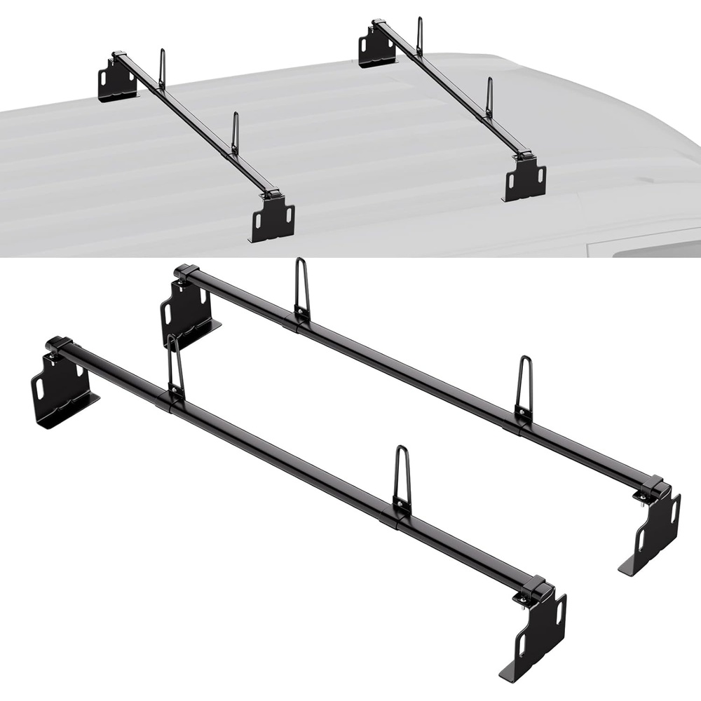 image:imageVEVOR Van Roof Ladder Racks 60 HeavyDuty Steel Racks 500 lbs Capacity Universal Midsize amp Small Van Roofs 2 Bars