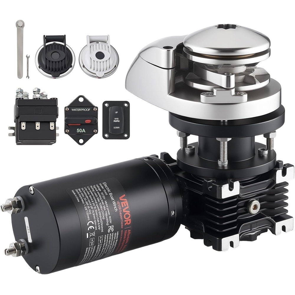image:imageVEVOR Vertical Fishing Windlass 12V DC Windlass Anchor Systems Fit for 14Inch Chain or 916 amp 58 Inch Nylon Rope Max Pull 700 lbs 316 Stainless Steel Construction for Boats 2036 ft