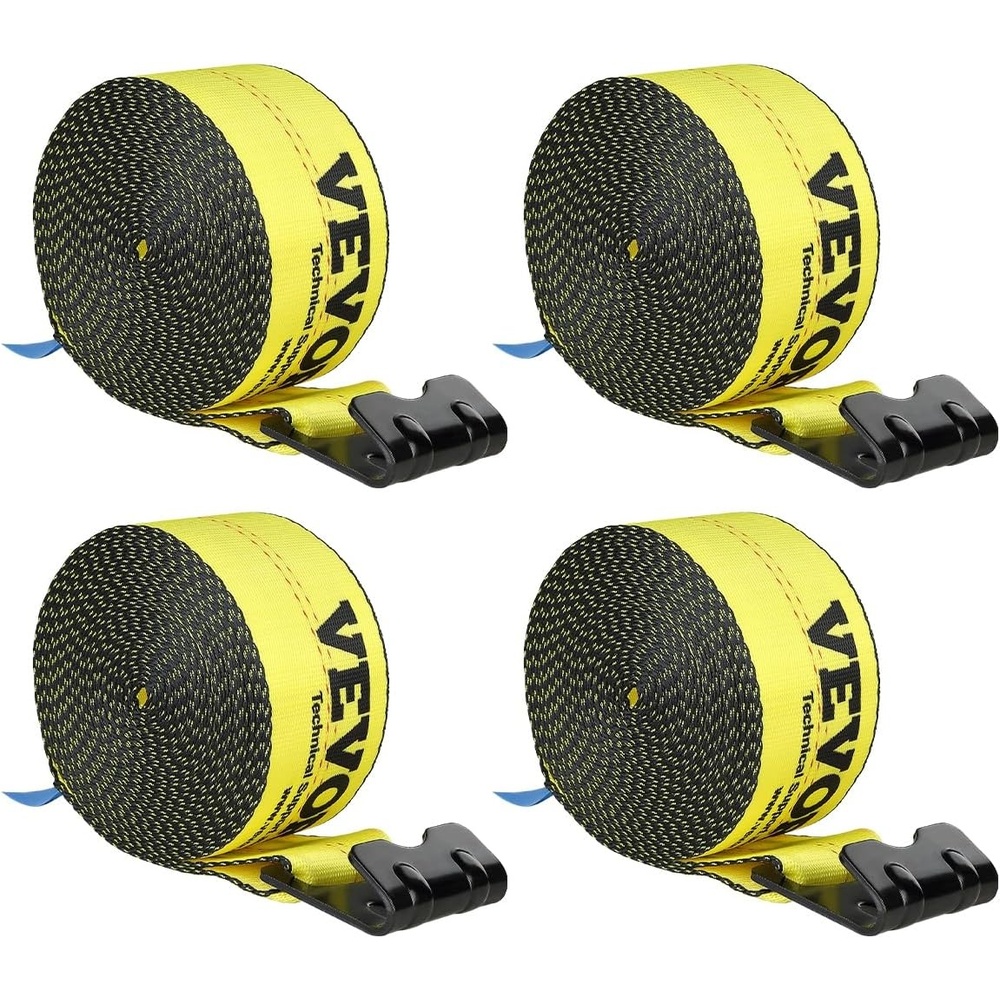 image:imageVEVOR Winch Straps 4 x 40 6000 lbs Load Capacity 18000 lbs Break Strength Truck Straps with Flat Hook Flatbed Tie Downs Cargo Control for Trailers Farms Rescues Tree Saver Yellow 10 PackYellow