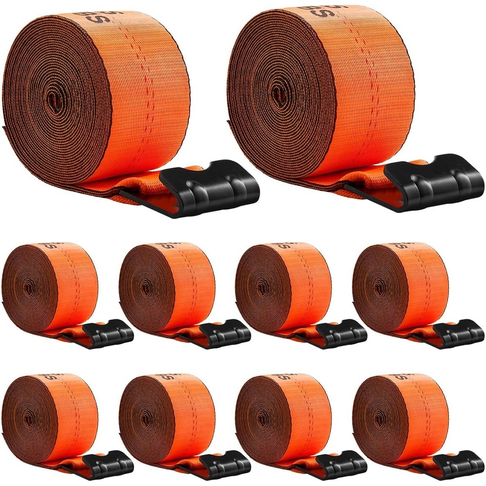 image:imageVEVOR Winch Straps 4 x 40 6000 lbs Load Capacity 18000 lbs Break Strength Truck Straps with Flat Hook Flatbed Tie Downs Cargo Control for Trailers Farms Rescues Tree Saver Yellow 10 PackOrange