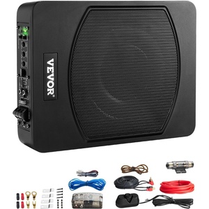 VEVOR 10″ 240W Underseat Car Subwoofer, Slim Powered Car Subwoofers Under The Seat, Low Profile Audio Sub Built-in Amplifier, High/Low Level Input & Volume Controller for SUVs, Car, Truck, RV(10IN)