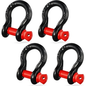 VEVOR 1/2″ D-Ring Shackle, 4 Pack Alloy Steel Shackles 17637 lbs (8 Ton) Break Strength with 5/8″ Screw Pin, Heavy Duty Off Road Vehicle Recovery Shackle, Towing Accessories for Jeep Truck, Black(1/2″)