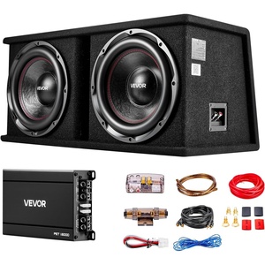 VEVOR 12″ Powered Subwoofer with Built-in Amplifier, 490W Peak Deep Bass Output, Slim Enclosed Car Audio Subwoofer, Space-Saving Design Fits Truck SUV Trunk, Complete Stereo System(2400W Peak)