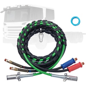 VEVOR 12FT Semi Truck Air Lines Kit, 3-in-1 Air Hoses & ABS Power Line for Semi Truck Trailer Tractor, 7-Way Plug Electrical Cord Cable and Rubber Air Lines Hose Assembly Kit with Hook & Teflon Tape(No Glad Hands)