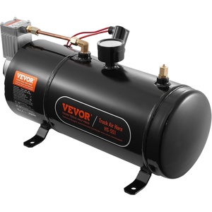 VEVOR 12V Air Compressor with 1.6 Gallon Tank, Train Horn Compressor, 120 psi Working Pressure, Inflating Tires, Air Mattresses(Black)