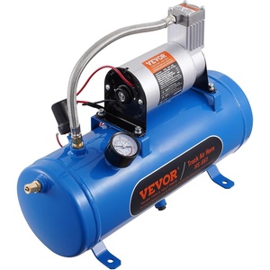 VEVOR 12V Air Compressor with 1.6 Gallon Tank, Train Horn Compressor, 120 psi Working Pressure, Inflating Tires, Air Mattresses(Blue)