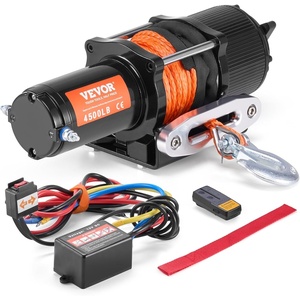 VEVOR 13,500 lb Electric, Truck Winch 12V DC 3/8 in x 80 ft Synthetic Rope Aluminum Fairlead Wireless & Wired Remote Control, 13500 lbs, IP55 Waterproof Towing for Off Road Jeep SUV Boat(4500 LBS)