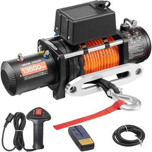 VEVOR 13,500 lb Electric, Truck Winch 12V DC 3/8 in x 80 ft Synthetic Rope Aluminum Fairlead Wireless & Wired Remote Control, 13500 lbs, IP55 Waterproof Towing for Off Road Jeep SUV Boat(13500 lbs)