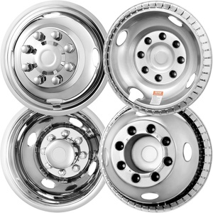 VEVOR 16-inch Wheel Simulators, 304 Stainless Steel Wheel Simulator Kit with Mirror Polished Finish, 2 Front and 2 Rear Wheel Covers Fit for Ford F350 (1974-1998), 4 pcs(16″)