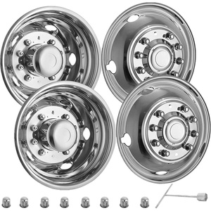 VEVOR 16-inch Wheel Simulators, 304 Stainless Steel Wheel Simulator Kit with Mirror Polished Finish, 2 Front and 2 Rear Wheel Covers Fit for Ford F350 (1974-1998), 4 pcs(19.5″)