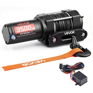 VEVOR 2500 lbs Electric Winch, 12V DC ATV/UTV Winch with Φ0.19 in x 39.4 ft Synthetic Rope & Wired Remote Control, IP55 Waterproof, Aluminum Housing Fairlead Mount Plate for Towing ATV, Black(3500lbs)
