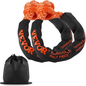 VEVOR 2-Pack Synthetic Soft Shackle, 1/2″ x 22″ – 44,092 lbs (20 Ton) Breaking Strength, Heavy Duty Recovery Tow Shackles with Extra Sleeves & Storage Bag for UTV,ATV,Trucks,Off-Road Vehicles,Red(Orange)