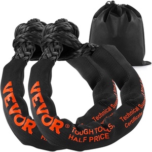 VEVOR 2-Pack Synthetic Soft Shackle, 1/2″ x 22″ – 44,092 lbs (20 Ton) Breaking Strength, Heavy Duty Recovery Tow Shackles with Extra Sleeves & Storage Bag for UTV,ATV,Trucks,Off-Road Vehicles,Red(Black)