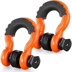 VEVOR 3/4″ D Ring Shackle, Black Shackles for Truck with 7/8” Screw Pin 62832 lbs (28.5 Ton) Break Strength Red Isolator Washers Kit, Winch Towing Shackle for Truck Jeep Heavy Duty Off Road Recovery(Orange)