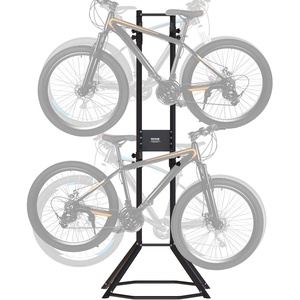 VEVOR 4 Bike Rack Garage Storage, Free Standing Gravity Wall Vertical Bike Stand, Sturdy Steel & Easy Assemble, for Road, MTB, and Hybrid Bicycles, Holds Up to 260 Lbs(4 Bike Rack)