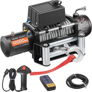 VEVOR ATV Winch, 3000 lb Electric Winch, 12V Small ATV UTV Winch with 3/16 in x 39 ft Steel Cable Roller Fairlead Wired Remote Control, IP55 Waterproof for Towing UTV ATV Car Vehicle Off-Road(12000 lbs)