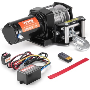 VEVOR ATV Winch, 3000 lb Electric Winch, 12V Small ATV UTV Winch with 3/16 in x 39 ft Steel Cable Roller Fairlead Wired Remote Control, IP55 Waterproof for Towing UTV ATV Car Vehicle Off-Road(4000 LBS)