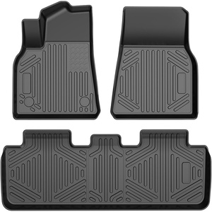 VEVOR Automotive Floor Mats, Fits for Toyota RAV4 (Not for Hybrid or Prime) 2019-2024, 3 pcs Front and 2nd Row Liners, All Weather Custom Fit TPE Vehicle Floor Mats, Easy to Clean for SUV, Black(Tesla Model Y)