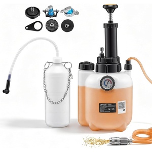 VEVOR Brake Bleeder Kit, 3L Manual Brake Fluid Bleeding Kit with 1L Waste Bottle & 4 Master Cylinder Adapters, One-Person Professional Brake Fluid Pressure Bleeder for Most Vehicles(with 5pcs Adapters)