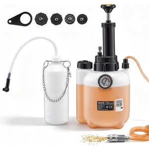 VEVOR Brake Bleeder Kit, 3L Manual Brake Fluid Bleeding Kit with 1L Waste Bottle & 4 Master Cylinder Adapters, One-Person Professional Brake Fluid Pressure Bleeder for Most Vehicles(with 4pcs Adapters)