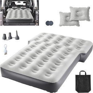 VEVOR Car Air Mattress, Inflatable Car Camping Mattress, Fits Toyota 4runner Jeep Wrangler JK JKU JL JLU 4 Door, Flocking Thickened Blow Up Travel Beds, Gray 2 Pillows