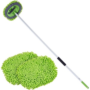VEVOR Car Wash Brush, 62-Inch Extendable Car Washing Brush with Long Handle, Soft Chenille Fiber Car Wash Mop Mitt, 180° Rotatable Car Cleaning Brush with 1 Replacement Mop for Car, RV, Window, Floor(Soft Chenille Fiber head)