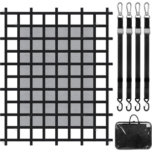 VEVOR Cargo Net with Mesh, 72 in x 57 in, Heavy Duty Truck Cargo Net-(WLL) 1,100lbs, 4 Adjustable Straps with Carabiners & S-Hooks, Truck Bed Cover for Trailer, Pickup, Boat, Jeep, SUV 4.75′ x 6′ ft(72″ x 57″)