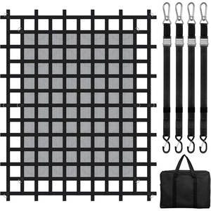 VEVOR Cargo Net with Mesh, 8′ x 6.7′ Cargo Net for Pickup Truck Bed, Heavy Duty Cargo Nets with Cam Buckles & S-Hooks & Cross Strap, Truck Bed Cargo Net for Trailer SUV Jeeps(96″ x 80″)(Polyester)
