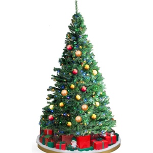 VEVOR Christmas Tree, 6.5ft Prelit Artificial Xmas Tree, Full Holiday Decor Tree with 450 Multi-Color LED Lights, 1227 Branch Tips, Metal Base for Home Party Office Decoration(Green)