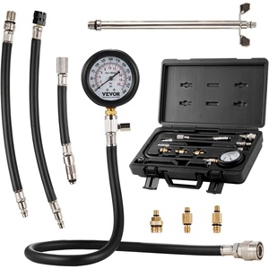 VEVOR Compression Tester Adapter Kit, 9 Pcs Automotive Engine Cylinder Leak Down Compression Test, Accurate Dual Scale Pressure Gauge 0-300 psi, with Long Reach Hoses and Case for Engine Cylinders