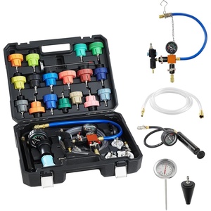 VEVOR Coolant Pressure Tester Kit, 22Pcs Radiator Vacuum Refill Kit with 4 Adapters, Universal Fit, Automotive Cooling System Pressure Tester Kit, with Pressure Pump & Aluminum Alloy Purge Filler(31Pcs)