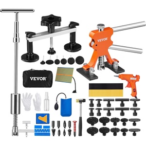 VEVOR Dent Puller Kit, 60 PCS Paintless Dent Removal Kit with Golden Lifter, Bridge Puller, Rubber Hammer, Glue Gun, Auto Body Hail Damage Repair Remover Tools for Car Refrigerator Door Ding Repair(73PCS)